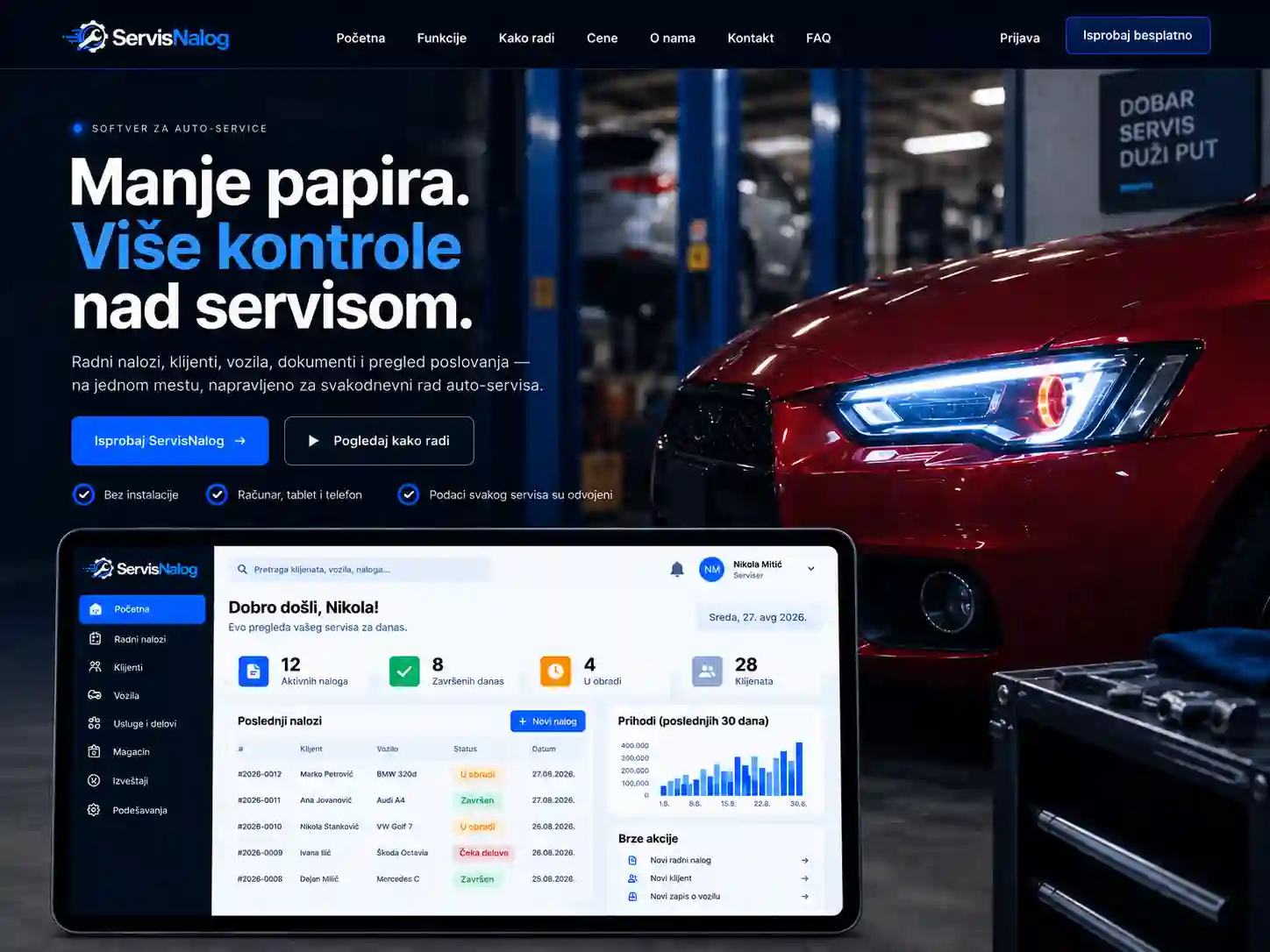 ServisNalog veb aplikacija
